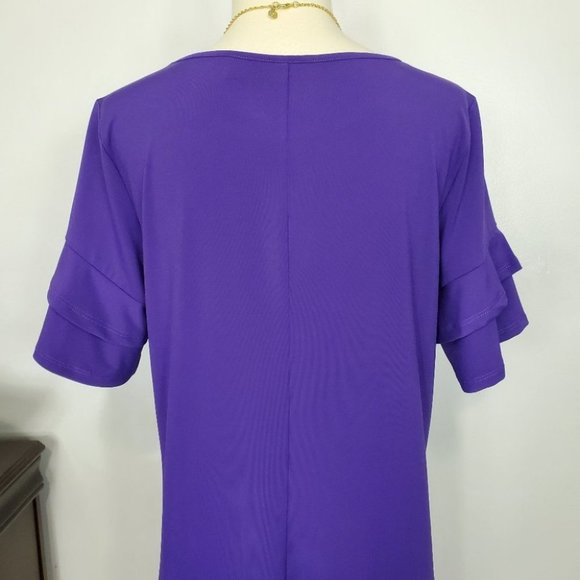 Bob Mackie Petite Purple Ruffle Sleeve Shift Dress NWOT Size XSP - Picture 6 of 10